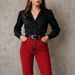 Vintage‎ 80s Wrangler Red Acid Wash Jeans Womens 26X31 High Rise USA Made Denim